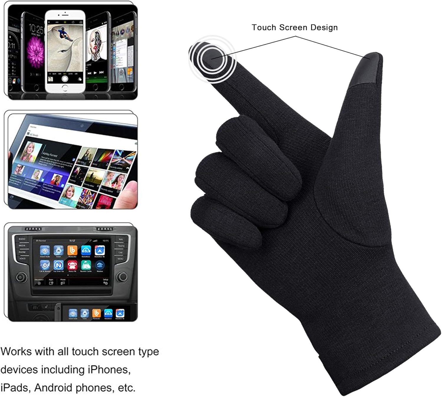 Womens Winter Gloves Touchscreen Warm Gloves Windproof Gloves for Women Girls with Lining Glove, Black at  Women’s Clothing store