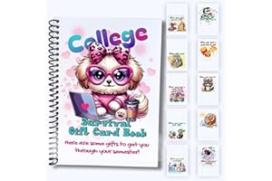 FEATHERSTONE MOTIFS School/College Survival Gift Card Book 5x7 inches with Stickers, Protective PVC Cover, and 20 Double Sided Sticky Dots - 6 Different Cover Design Options (Puppy)