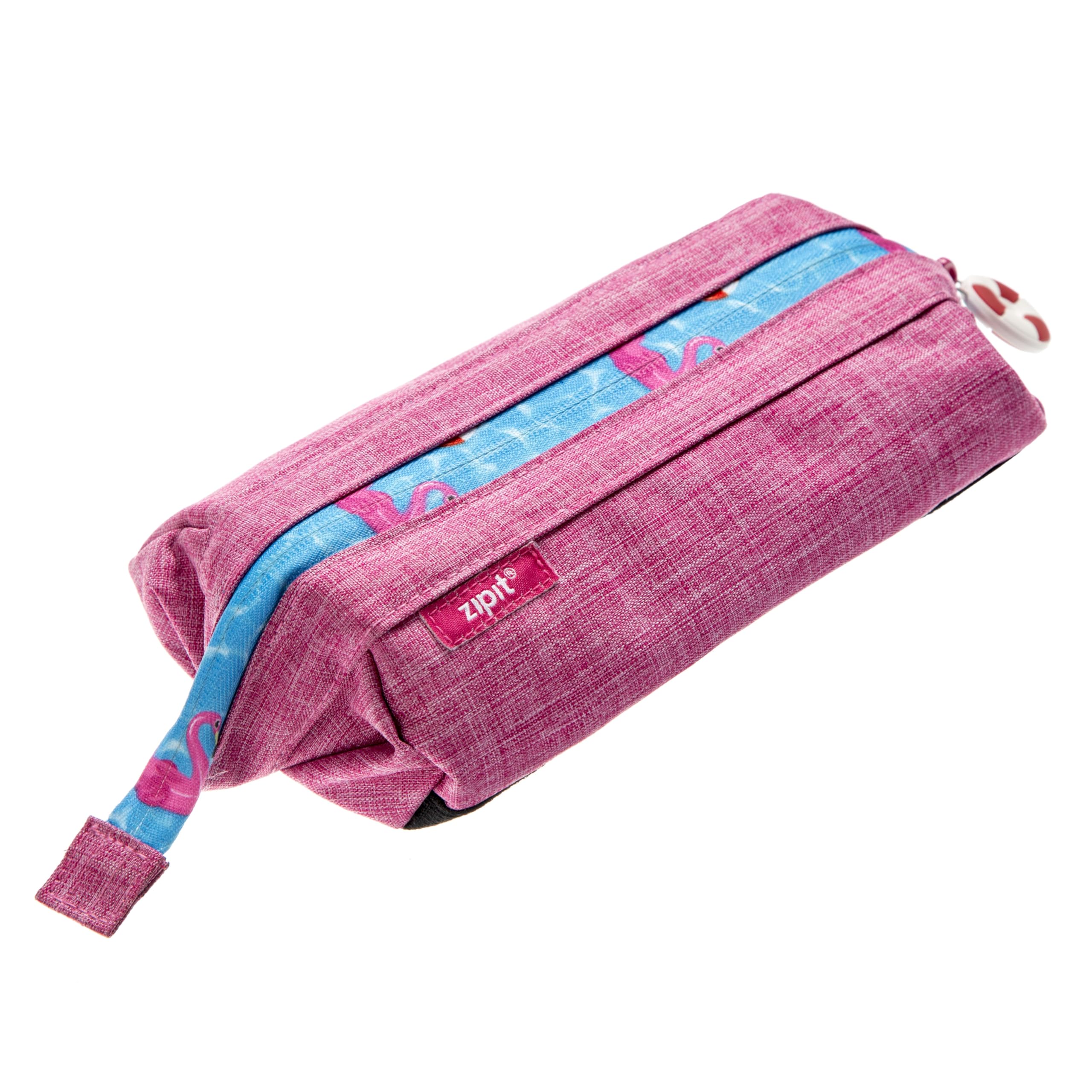 ZIPIT Lenny Pencil Case for Girls, Large Capacity Zipper Pouch for School, Stationery Bag for Teen and Adults, Pink