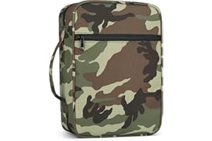 GERMUN Bible Cover with Durable Handle, Carrying Book Case Church Bag Bible, Protective with Zippered Pocket, Bible Study Accessories Supplies, Book Protector for Book Lovers, Camouflage