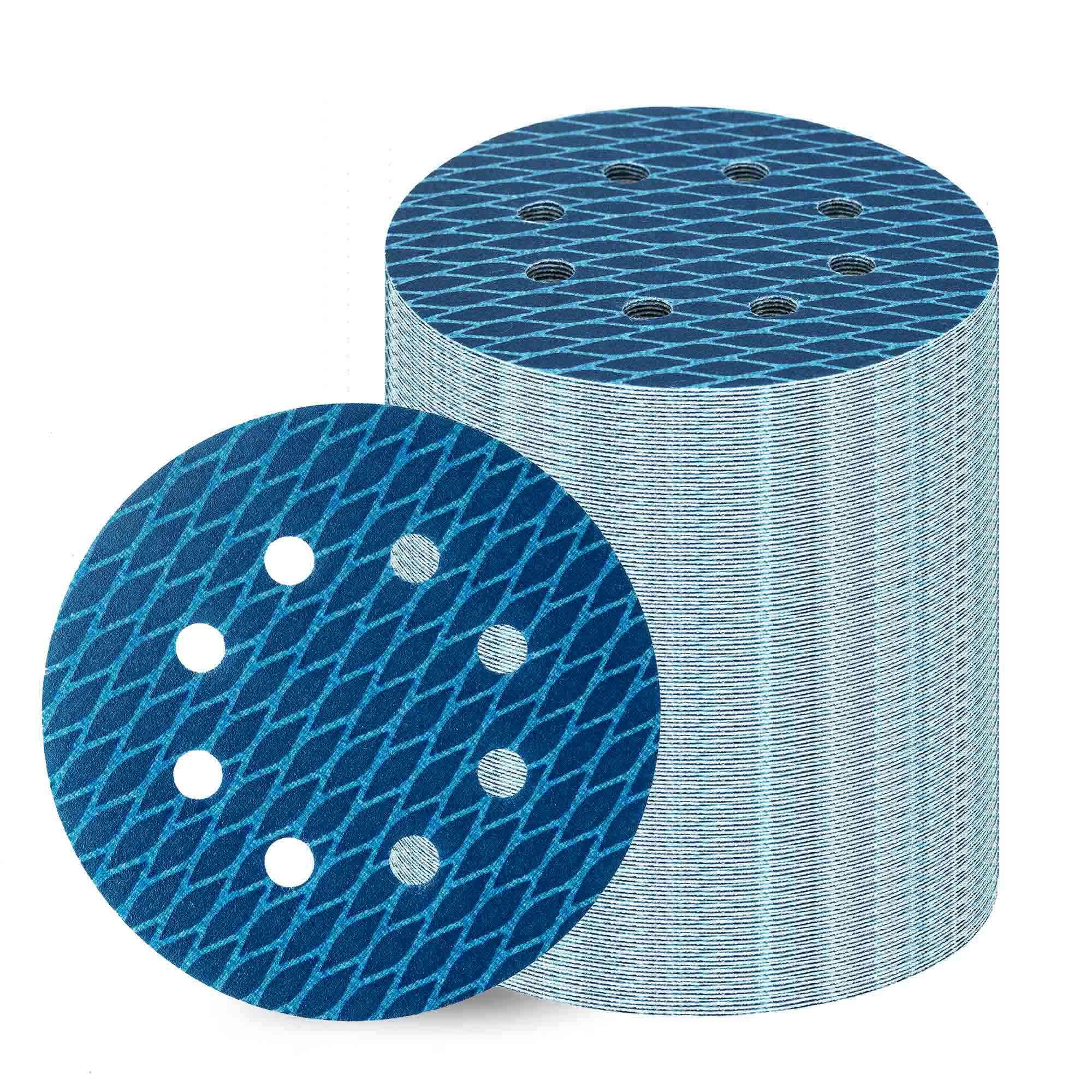 Orbital Sander Sandpaper 5 Inch 8 Hole Sanding Disc Hook and Loop Velcro Pads Sand Paper 320 Grit for Wood 70 PCS Blue Aluminum Oxide Anti Blocking Rhombus Sanding Discs — image 1