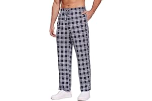 Ekouaer Men's Pajama Pants Plaid Pj Lounge Pants Soft PJ Bottoms with Pockets & Drawstring S-XXL