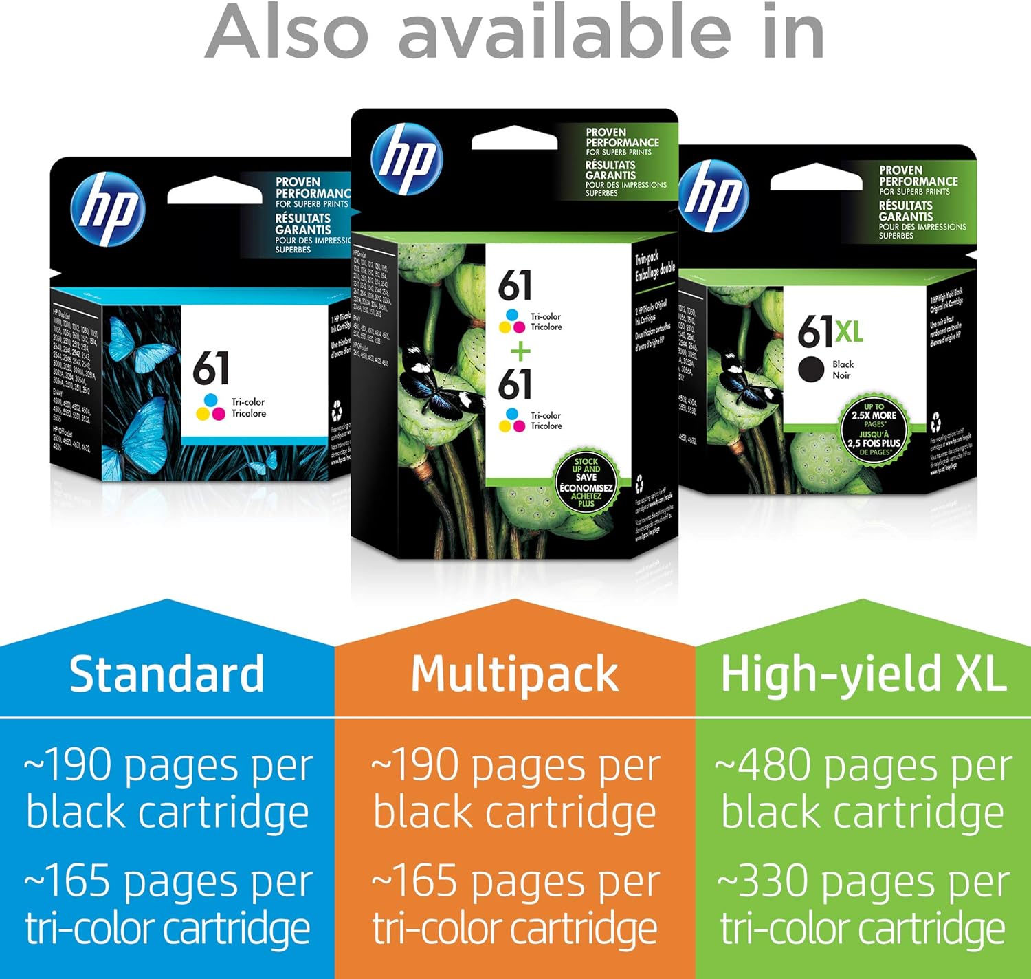 HP 61 | 2 Ink Cartridges | Black, Tri-color | CH561WN, CH562WN: Office Products