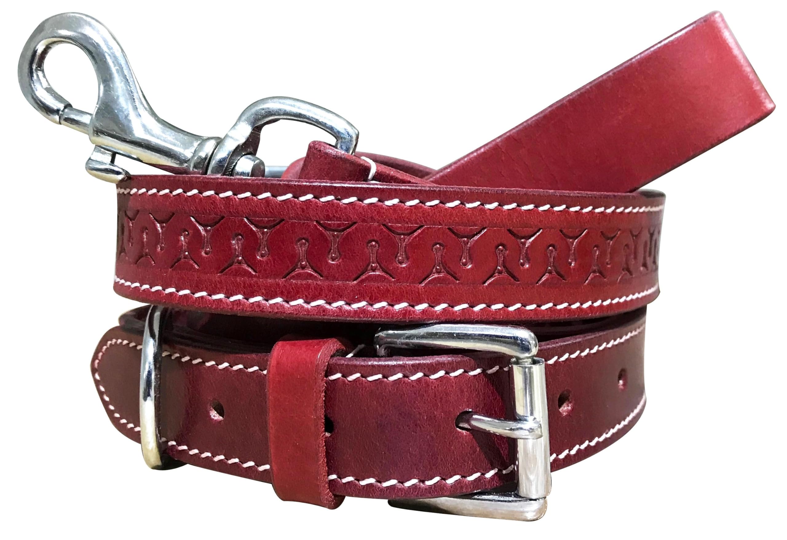 BRADLEY CROMPTON Genuine Leather Matching Pair Dog Collar and Lead Set M