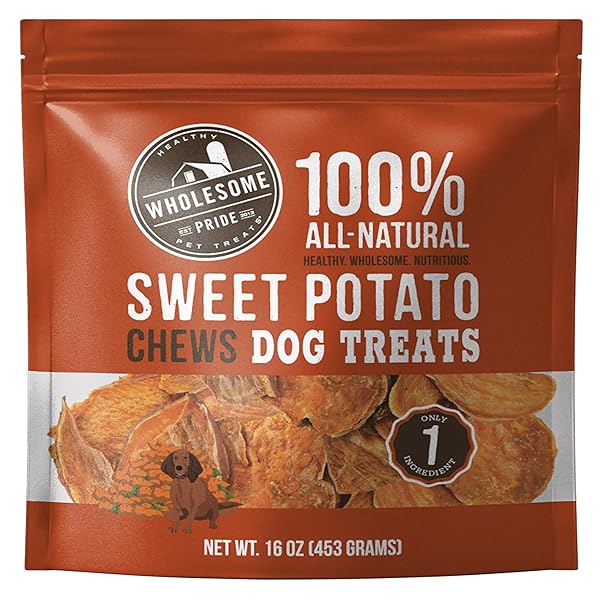 WHOLESOME PRIDE SWEET POTATO CHEWS 100% ALL-NATURAL SINGLE INGREDIENT DOG TREATS, 16 OZ