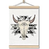 ZNGFON Boho Aztec Western Cow Bull Skull Wall Art Poster Hanger Frame 12x16,Boho Cow Aztec Western Wall Room Decor for Bedroom,Cows Wall Hanging Banner Decor for Farmhouse Living Room