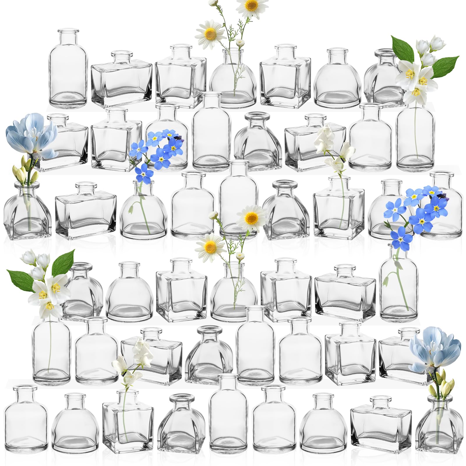 Photo 1 of ***MISSING  4 PIECES**
Glass Bud Vases in Bulk, Set of 48 Clear Bud Vases for Centerpieces Mini Glass Flower Vase Small Vase for Rustic Wedding Holiday Home Decor Floral Arrangements