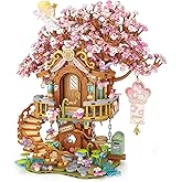 MEIEST Cherry Blossom Tree House Building Blocks Set with Fairy,Particle Construction Building Bricks Toy,Flowers Bonsai Home