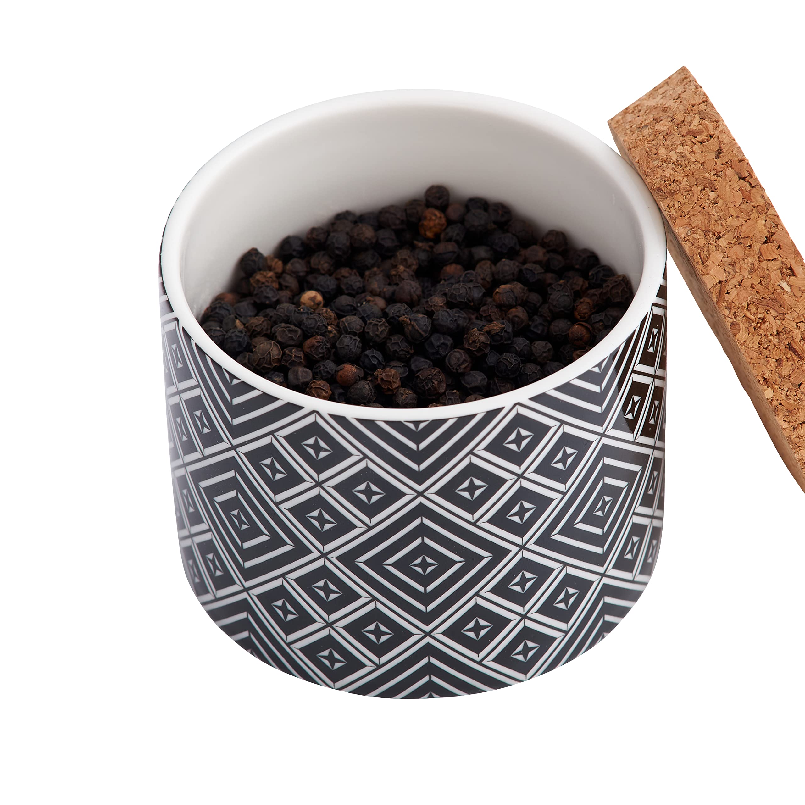 Salthouse & Peppermongers Gourmet Tellicherry Black Peppercorns in Ceramic Pinch Pot with Lid 100g