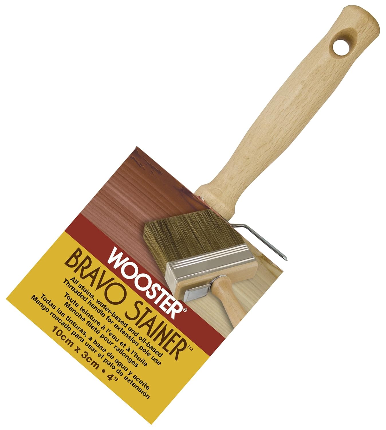 Wooster Brush F51194 Bravo Stainer Bristle/Polyester Stain Brush, 4