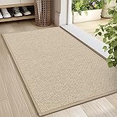 LEKEEPGO Door Mat 24"x36", Non Slip Door Mat Indoor Entrance, Rubber Backing Front Indoor Door mats Washable Absorbent Low-Profile Entryway Entry Resist Dirt Inside Door Mats, Khaki