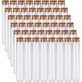 Bekith 48pcs 45ml Glass Test Tubes 25x140mm with Cork Stoppers, as Bath Salt Containers, for Scientific Experiments, Party De
