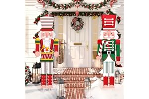 Christmas Nutcracker Yard Decorations, 2 Pack 39'' Large Outdoor Xmas Lawn Signs with Stakes, Waterproof Reusable Holiday Dec