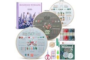 ETSPIL Embroidery Kit for Beginners, 4K Step-by-Step Video, Adults, Gift | 33 Stitches, No-Wash Pre-Printed Pattern, Magnetic Needle Minder, Bound Guide & Storage Tube - Calming Craft for Women
