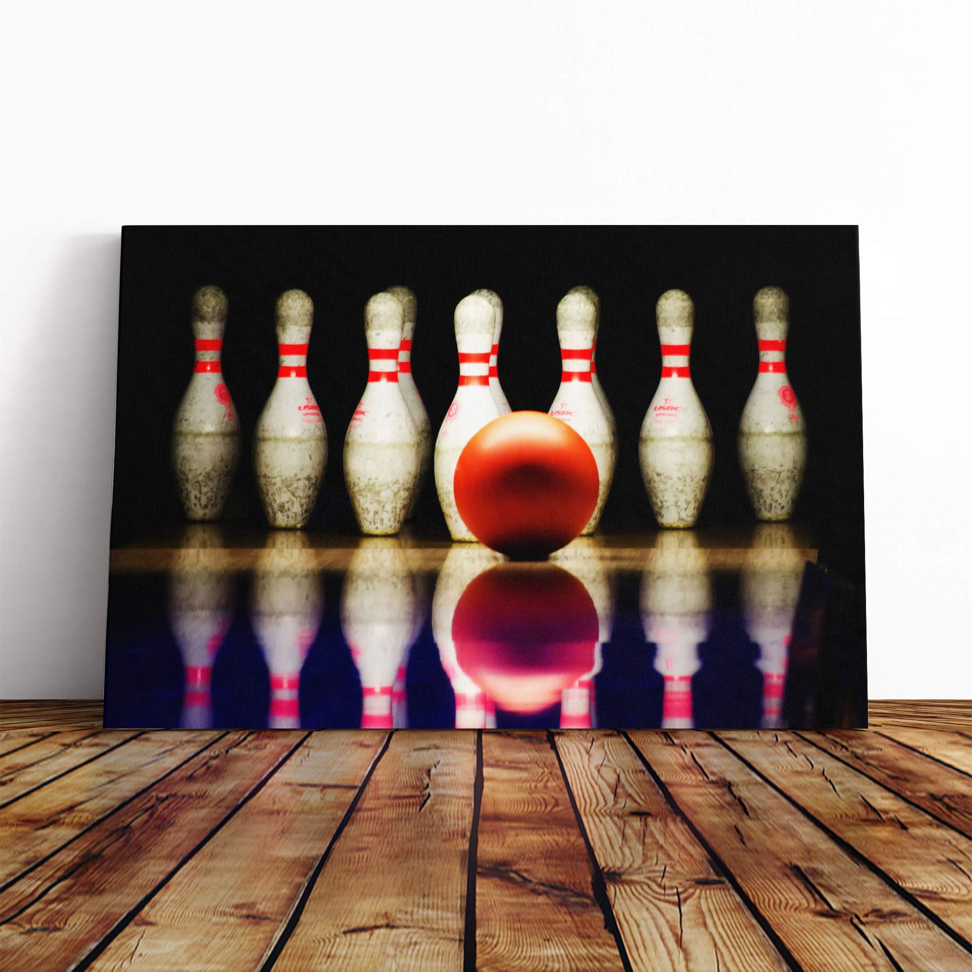 Ten Pin Bowling Canvas Print | Gallery Wrapped 30mm Frame Wall Art | 20x14 inches | Ready to Hang | Modern Picture | Living Room Bedroom Lounge Office