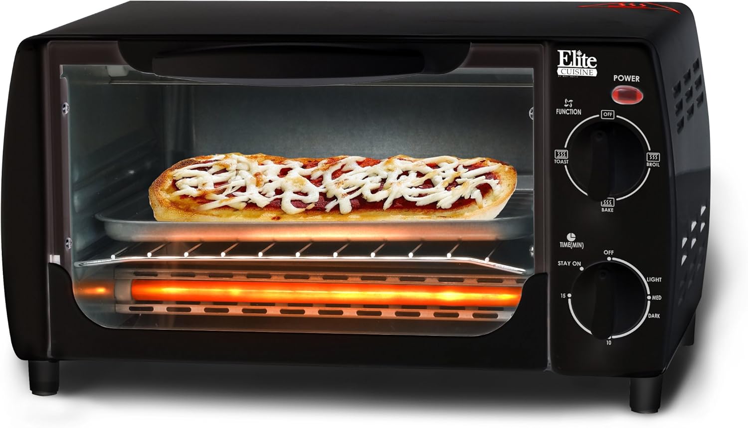 MaxiMatic EKA-9210B Elite Cuisine 4-Slice Toaster Oven Broiler, Black