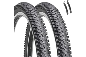 Hycline 2-Pack Mountain Bike Tires: 20/24/26/27.5-inch Folding Replacement Wear-Resistant Butyl Rubber High-Density Bicycle Tires with Tire Levers for MTB Street Trail Adventures