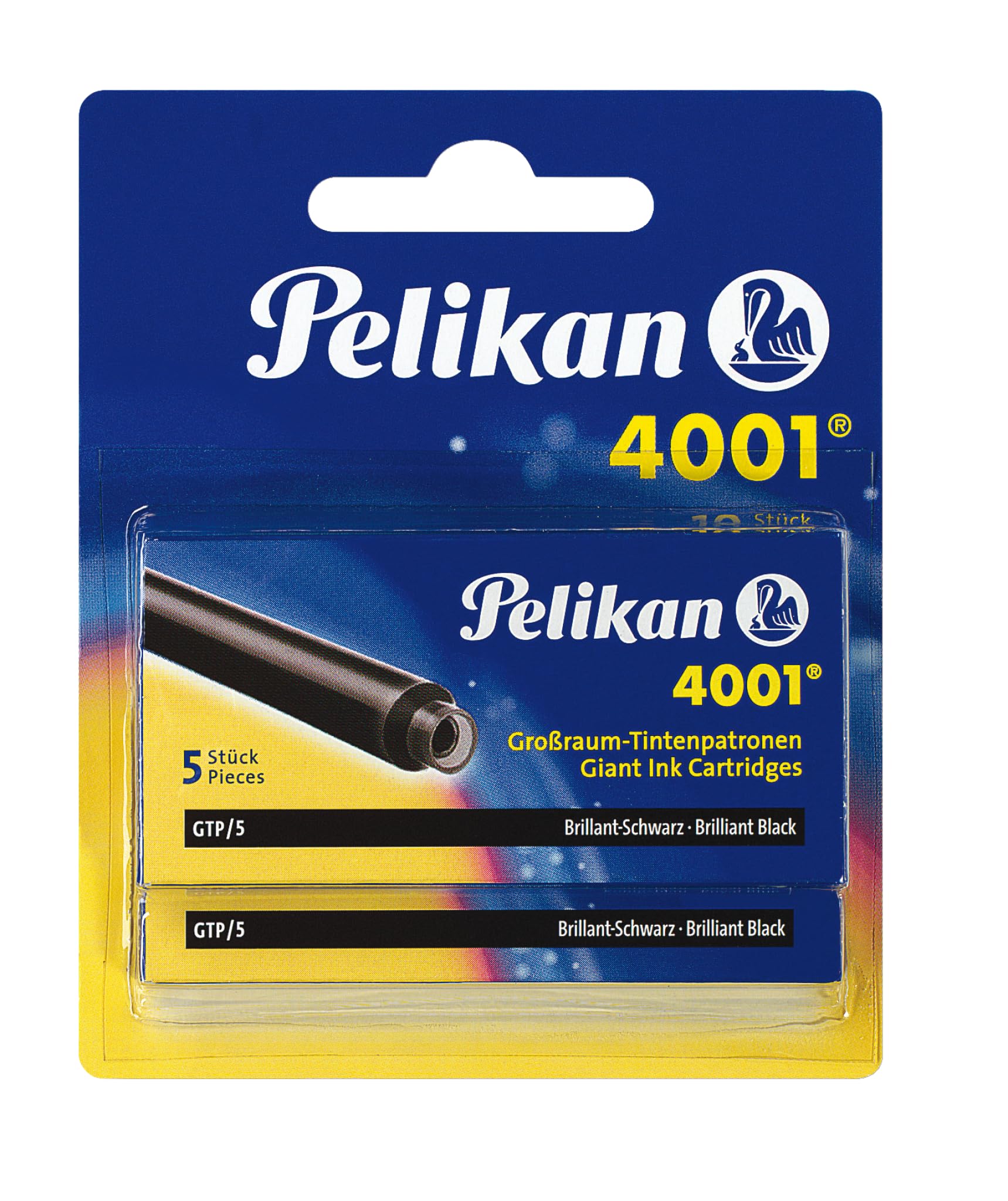 Pelikan 4001 Ink Cartridge for Fountain Pen - Brilliant Black (Pack of 10)