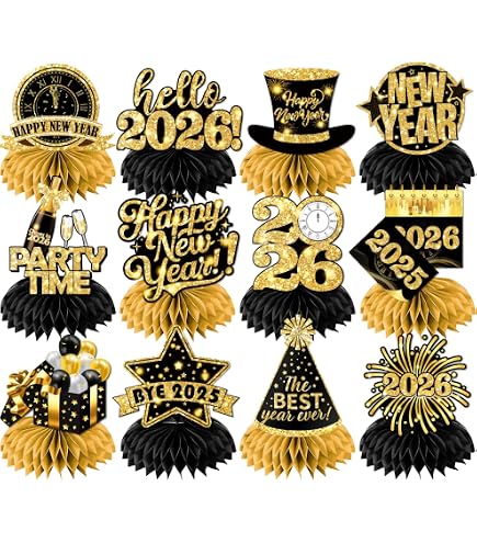 Wenqik 40 Pcs Iridescent Happy New Year Centerpiece Sticks - 2025 Disco Party Table Decorations