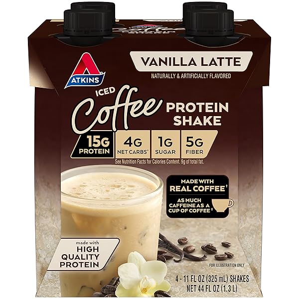 ATKINS ICED COFFEE VANILLA LATTE PROTEIN-RICH SHAKE, KETO...