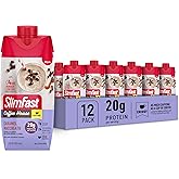 SlimFast Protein Shake with Caffeine, Caramel Macchiato- 20g Protein, Meal Replacement Shakes, High Protein with Low Carb and Low Sugar, 24 Vitamins and Minerals, 12 Count (Pack of 1)