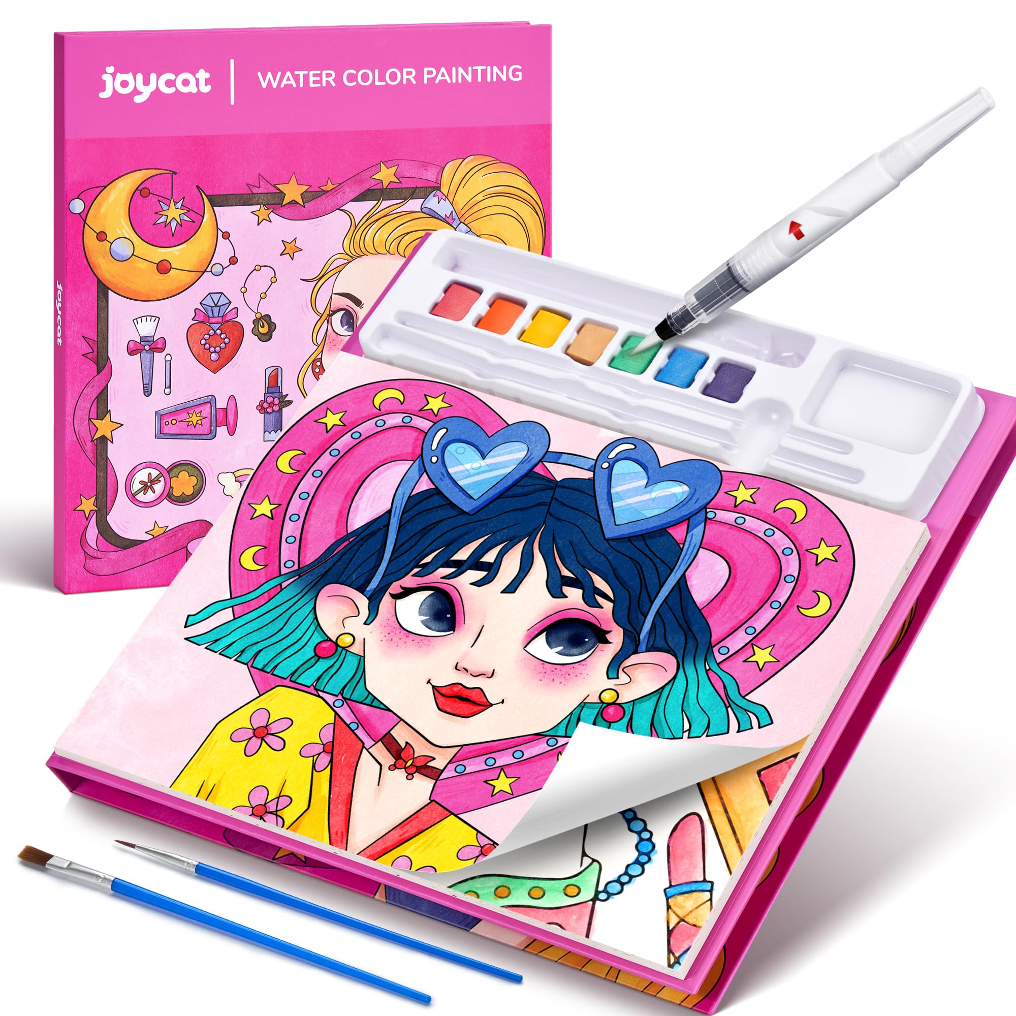 JoyCat Paint with Water Coloring Books for Toddlers, Watercolor Painting Sets for Kids Ages 3-5 4-8, Arts and Crafts Drawing Activities Toy Birthday Gift for Boys Girls (Rose Red)