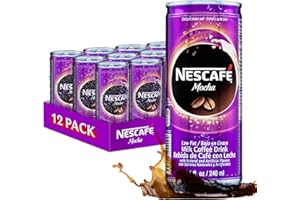 SWEET SOURCE GLOBAL Nescafe Iced Coffee Drinks in Cans - Canned Coffee Drinks Beverages - Serve Chilled - Liquid Ice Coffee - Can Coffee, Iced & Ready to Drink - 8.1 oz Skinny Cans (12 Pack, Mocha)