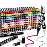 204 Alcohol Markers Set, Dual Tips Blender Art