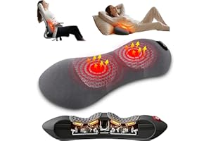 AOCPO 3 in 1 Lumbar Massage Pillow, Deep Kneading Back Massager for Pain Relief, Ergonomic Lumbar Support Cushion, for Home O