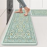 KIMODE Kitchen Mats for Floor Anti Fatigue, Kitchen Floor Mats 17.3"x29"+17.3"x47", Boho Floral Kitchen Rugs Sets of 2, Comfo