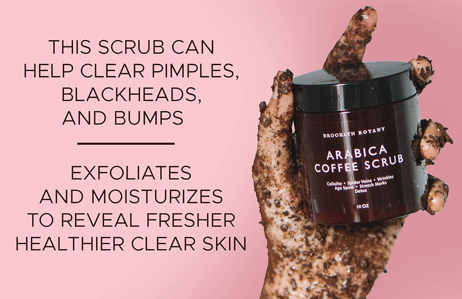 Brooklyn Botany Arabica Coffee Body Scrub & Face Scrub - 100% Natural - Coconut and Shea Butter - Best Anti Cellulite & Strtch Mark Treatment, Spider Vein Theraphy for Varicose Veins & Eczema- 10 oz : Beauty