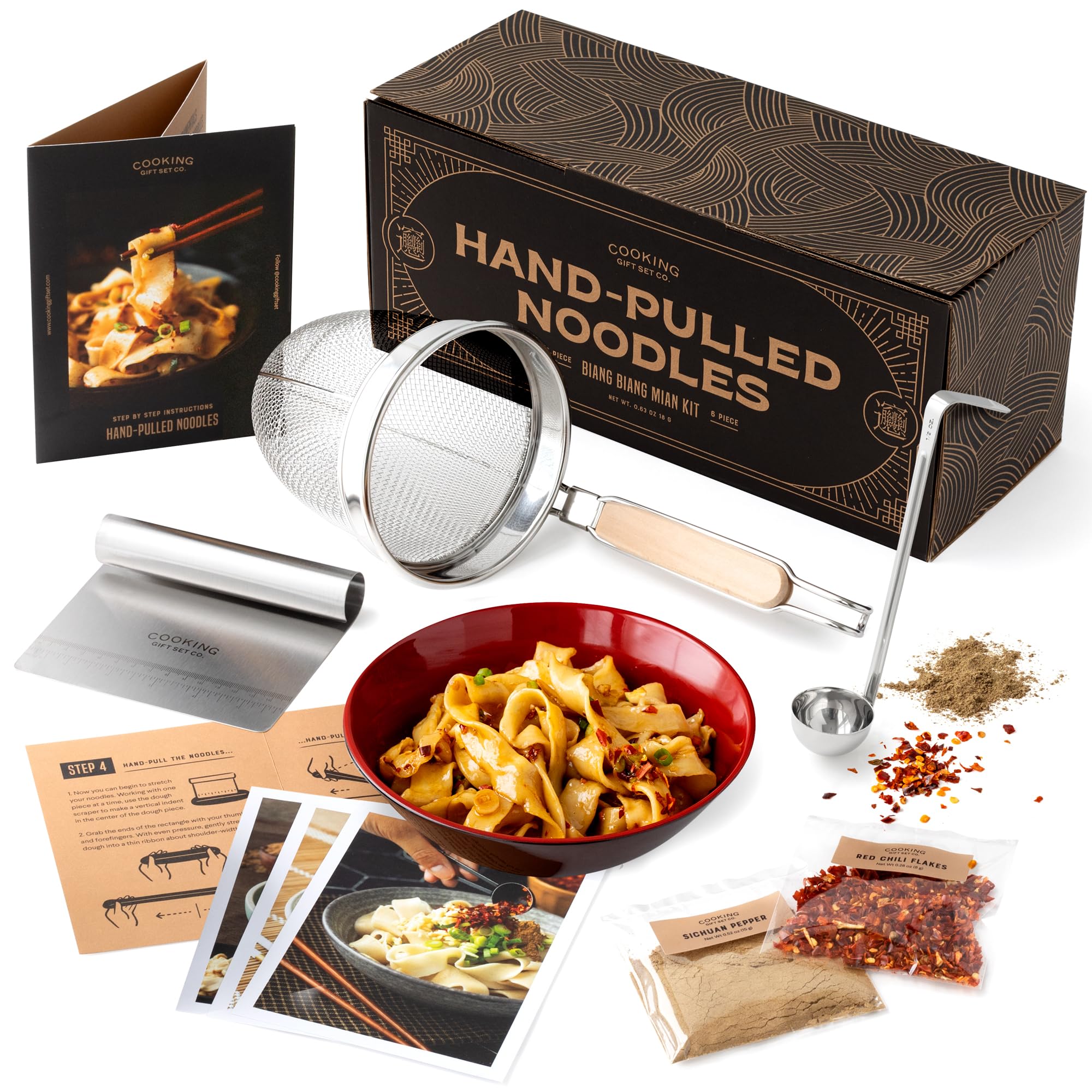 Noodle Basket Set – Stainless Steel Fine Mesh Strainer with Handle, Pasta Tool for Boiling, Asian Cooking Utensils – Ramen, Dumpling, and Hot Pot Ready