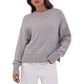 ZAFUL Cozy Fall Sweaters for Women 2025 Crew Neck Pullover Fall Outfits Winter Casual Knit Sweater Grey