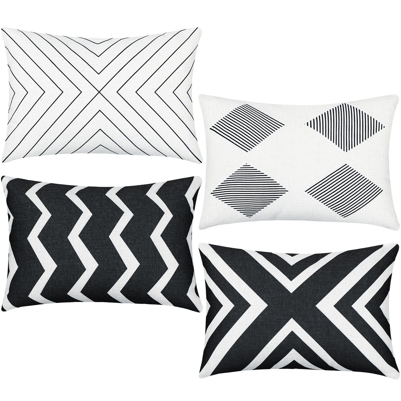 Photo 1 of Juexica 4 Pack Chaise Lounge Headrest Pillow, Decorative Outdoor Patio Neck Headrest Pillow with Adjustable Elastic Strap and Insert, Waterproof, for Pool Recliner, Beach Chair(Black and White,Stripe)