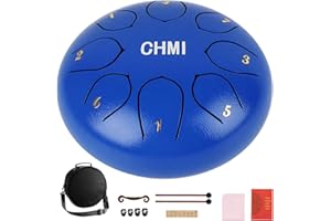 CHMI Steel Tongue Drum, 8 Notes 6 inches Rain Drum for Garden Instrument with Bag, Music Book, Mallets, Finger Picks, Drum Mallets Holder, for Camping, Meditation or Yoga (Blue)