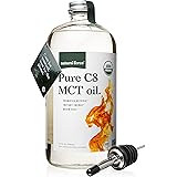 Natural Force Organic Pure C8 MCT Oil – Liquid MCT Oil in Glass Bottle Container – Concentrated Caprylic Acid – Keto, Paleo, 