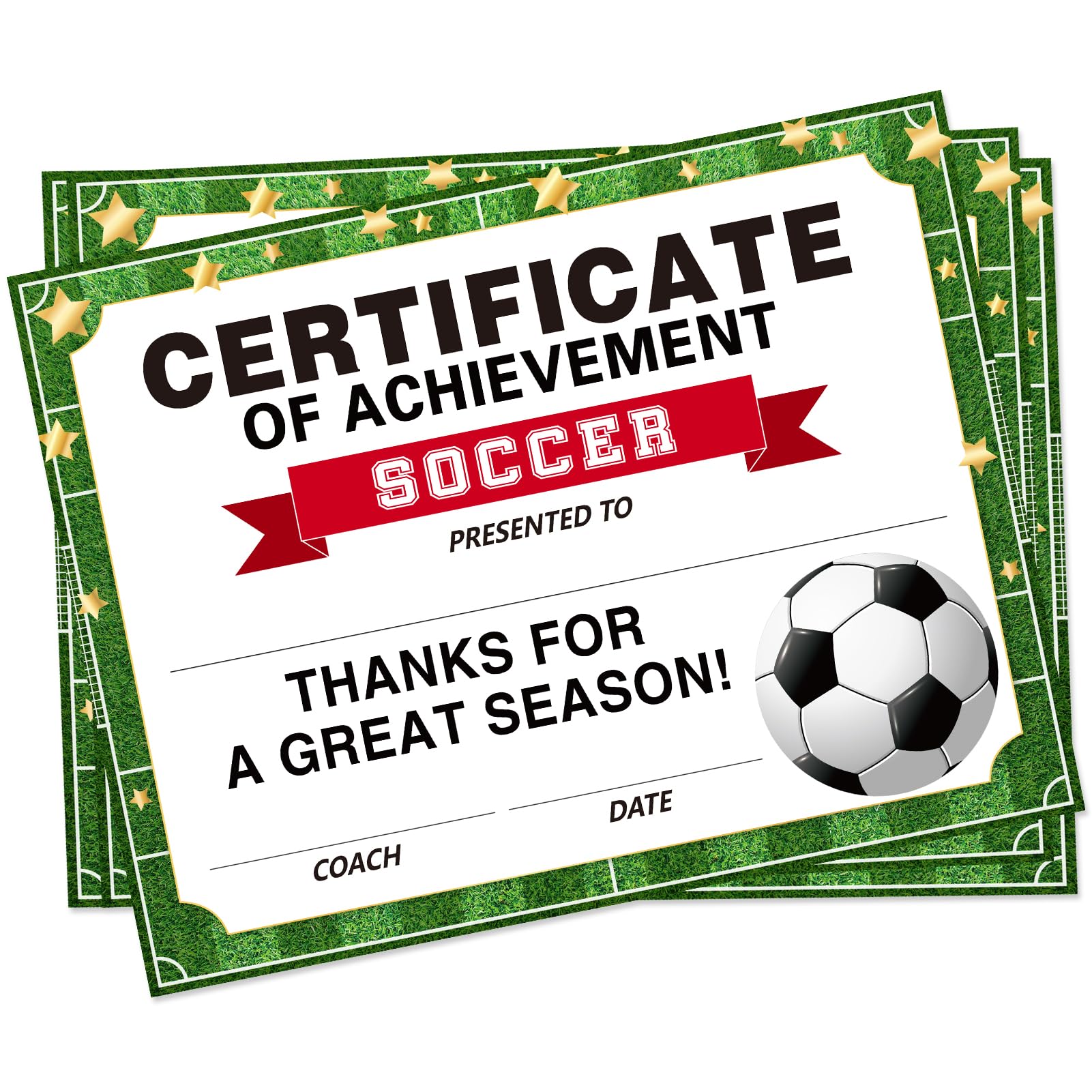 Photo 1 of 30 Pieces Soccer Achievement Award Certificates Children's Soccer Certificates Paper Games Achievement Certificates Children's Pre-School Kindergarten Schools