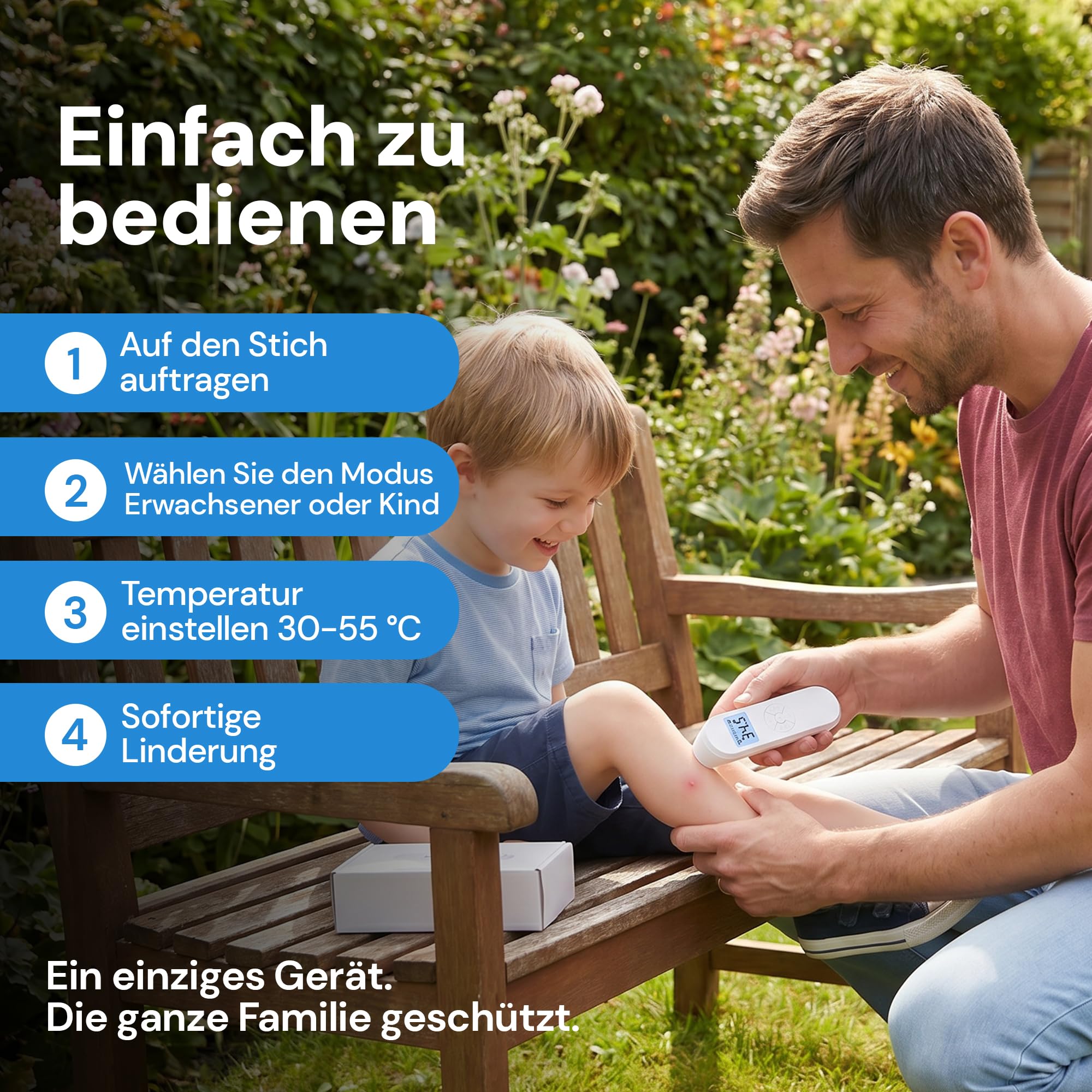 UPSHELL Mückenstich Hitzestift - Elektrischer Insektenstichheiler gegen Mücken- & Insektenstiche, LCD-Display, 30-55°C, USB-C, Kinder & Erwachsene 2