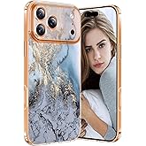 Marble Case for iPhone 17 Pro Max 5G, Soft Silicone Clear TPU Case for Women, 17 Pro Max Cute White Blue Marble Pattern Anti-Scratch Shockproof Protective Cover for iPhone 17 Pro Max 6.9" (Blue)