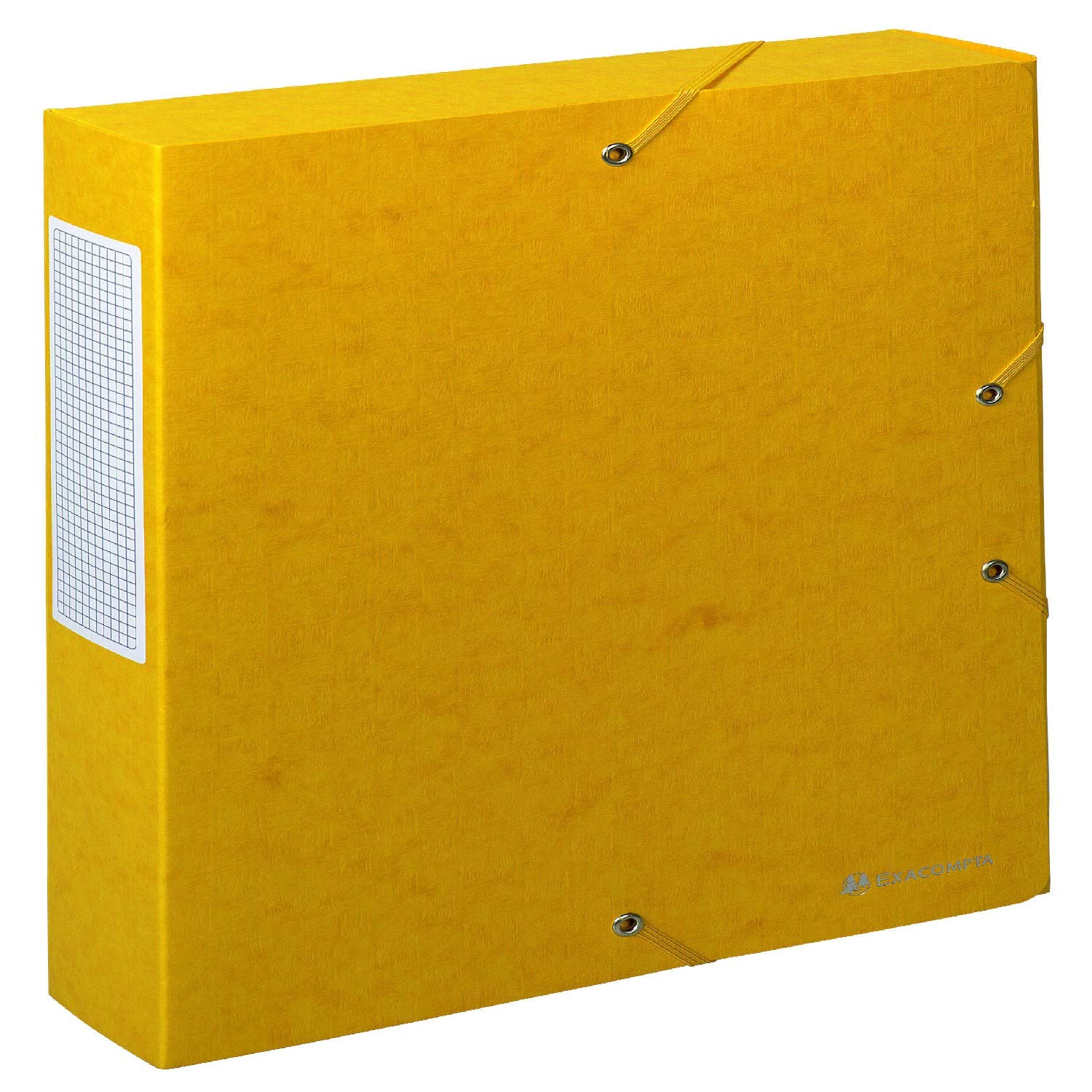 Exacompta - Ref 50919E - Scotten Filing Box - 250 x 330mm in Size, Suitable for Holding A4 Documents, 60mm Spine, 600gsm Genuine Pressboard, Spine Label - Yellow