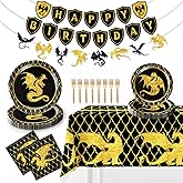 Dragon Birthday Party Decorations,Dragon Party Decorations,Dragon Birthday Party Supplies,Include Banner Tablecloth Plates Napkins Forks