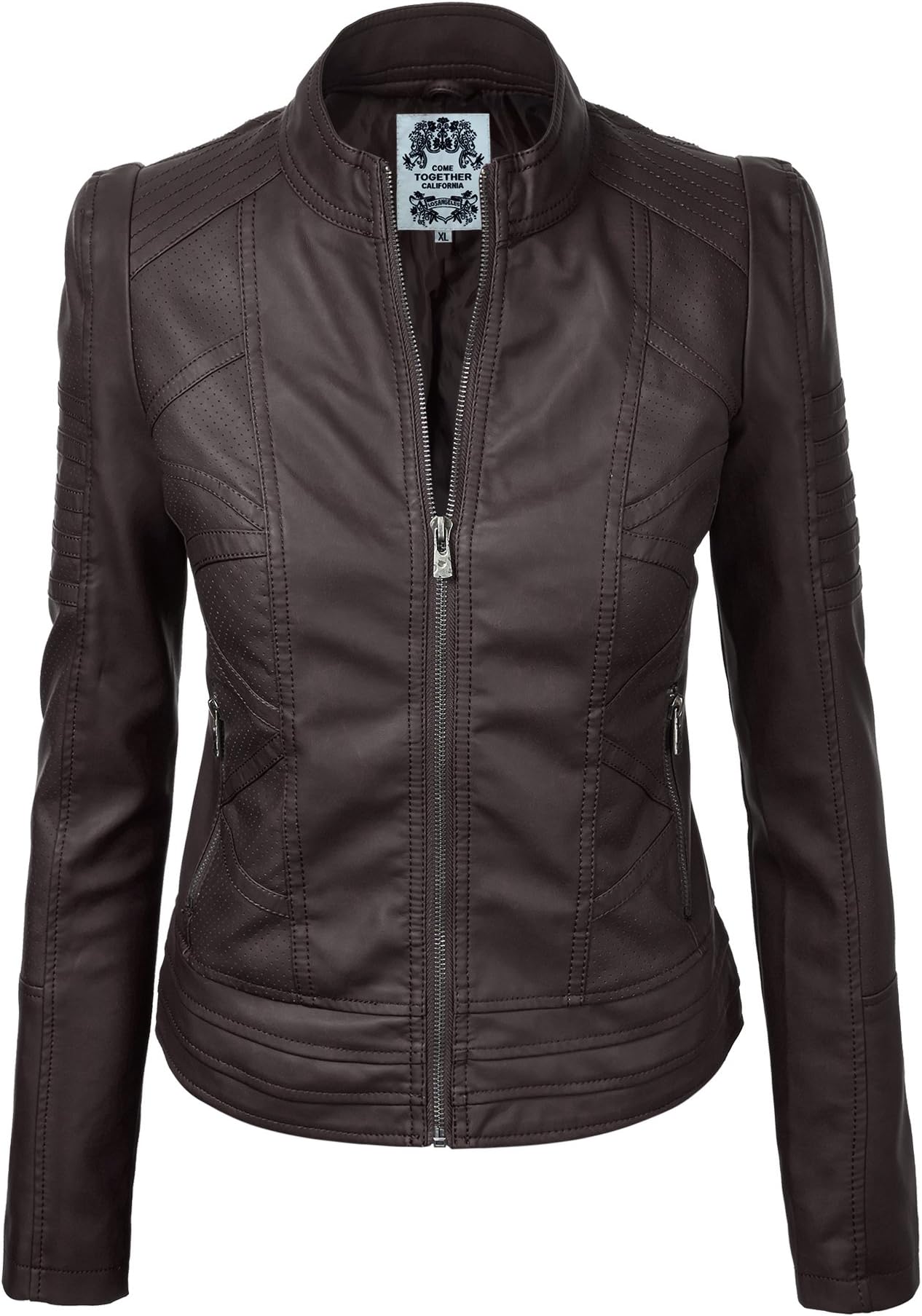Come Together California CTC Womens Dressy Vegan Leather Biker Jacket