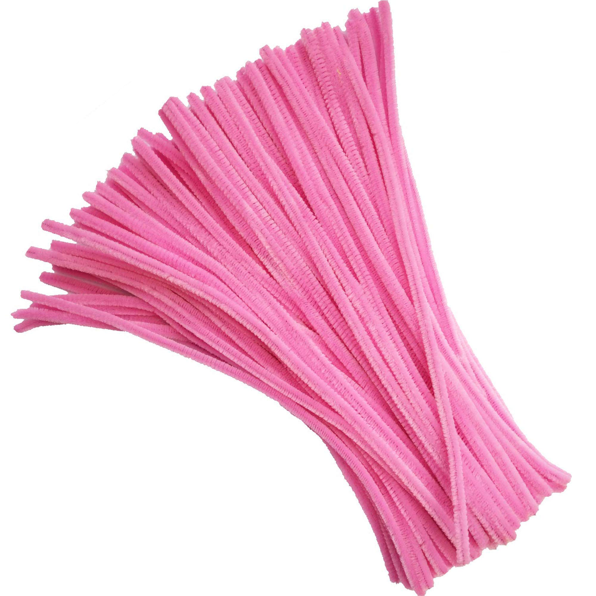 Carykon 100 PCS Fuzzy Chenille Stems Pipe Cleaners for Arts and Crafts (Pink)
