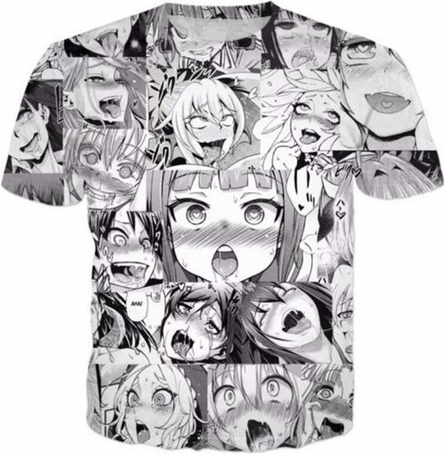 Unisex 3D Print T Shirts Ahegao Funny Short Sleeve Funny Cotton T-Shirt