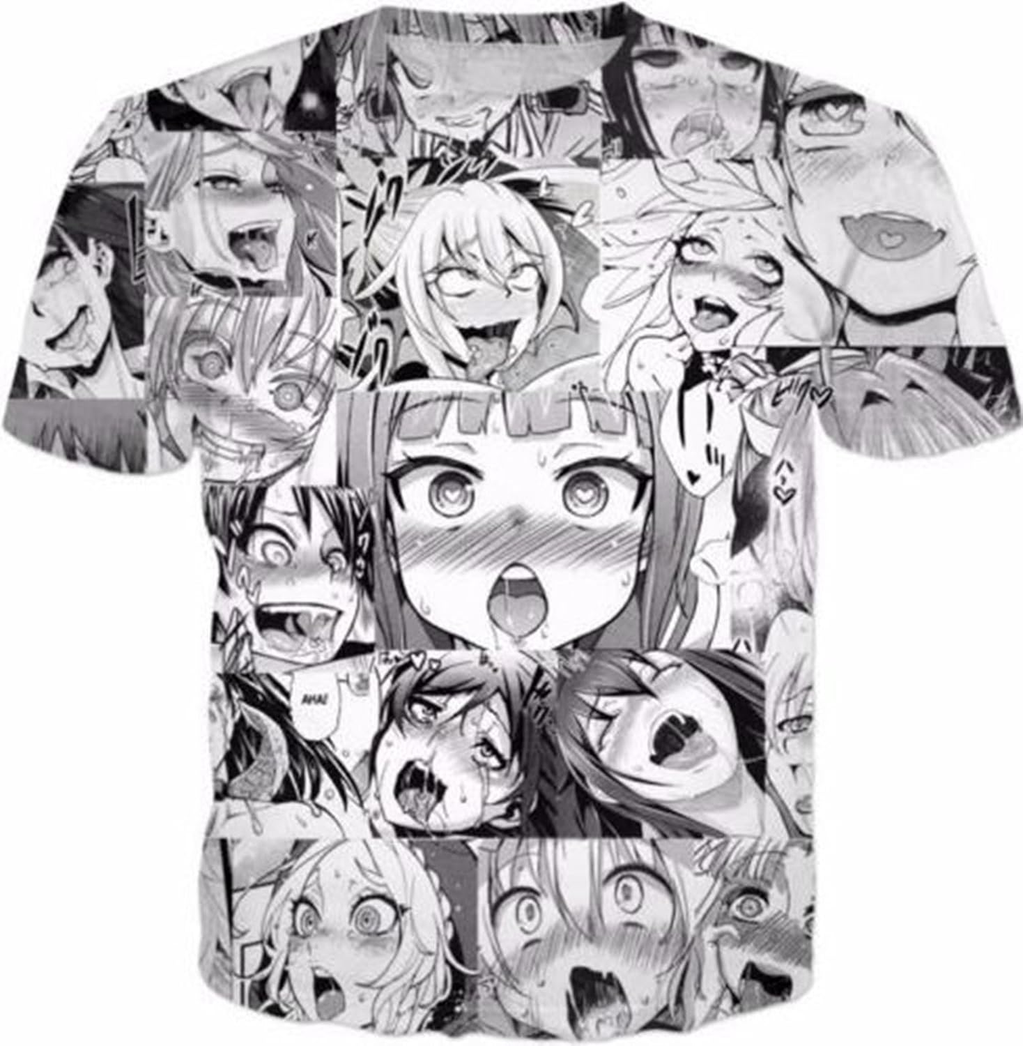 kydely Unisex 3D Print T Shirts Ahegao Funny Short Sleeve Funny Cotton T-Shirt