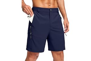 Pudolla Men's Hiking Cargo Shorts Lightweight 7" Travel Casual Shorts for Men Golf Work Outdoor with 5 Zipper Pockets