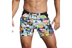 Taddlee Men Swimwear Swimsuits Flower Print Surf Board Boxer Shorts Trunks Long