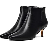 GENSHUO Women's Pointed Toe Kitten Ankle Booties 2.75 Inch high heel Fall Winter Short Boots with Side Zipper for Work Party or Everyday Elegance