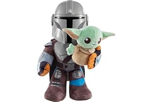 Mattel Star Wars Clan of Two: The Mandalorian Plush Set with 11-inch Mandalorian Soft Doll, Smaller Detachable Grogu Figure & Sound Feature