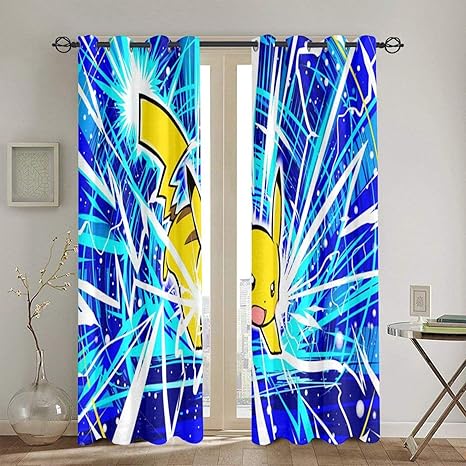 Amazon Co Jp ポケモン 1 人気 おしゃれ 北欧 1級遮光 寝室 リビング用 カーテン 防寒 Uvカット断熱 保温カーテン 昼夜目隠し カーテン 2枚組 265 180cm ホーム キッチン